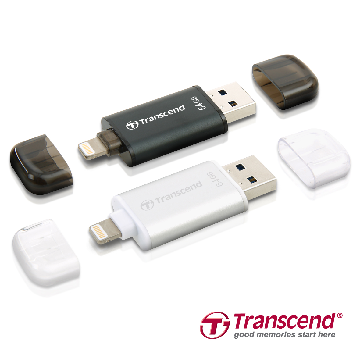 Clé USB de 64 Go JetDrive Go 300 de Transcend pour iPhone/iPad en argent 