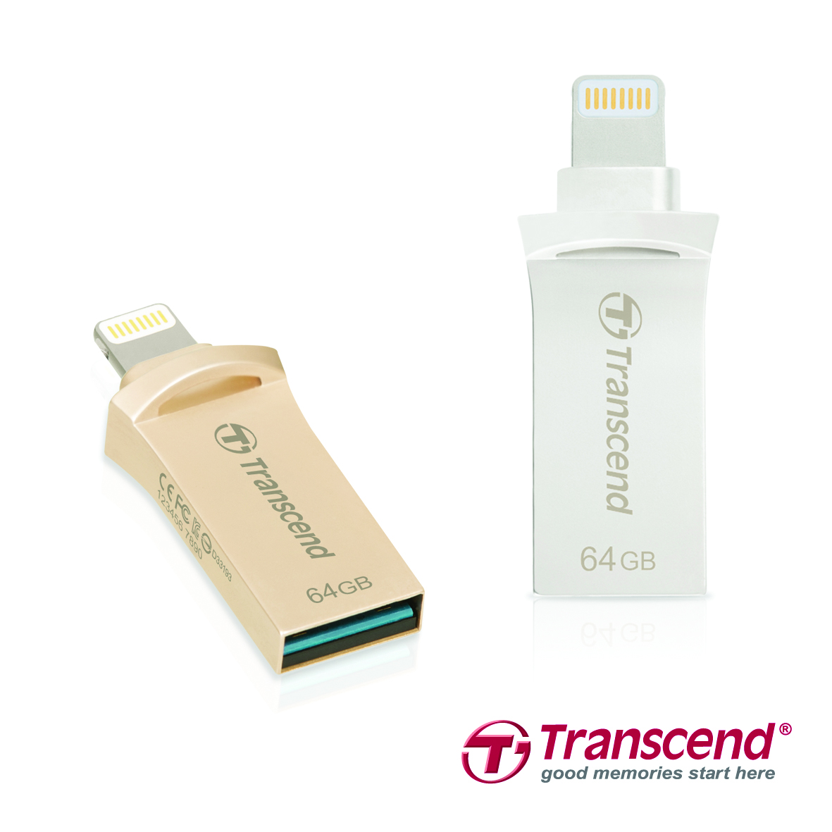 Cle USB 3.1/Lightning TRANSCEND JetDrive GO 500 - 64Go Gris - ESIStore